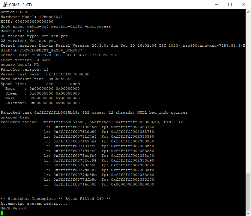 UART output on the Pi 3B